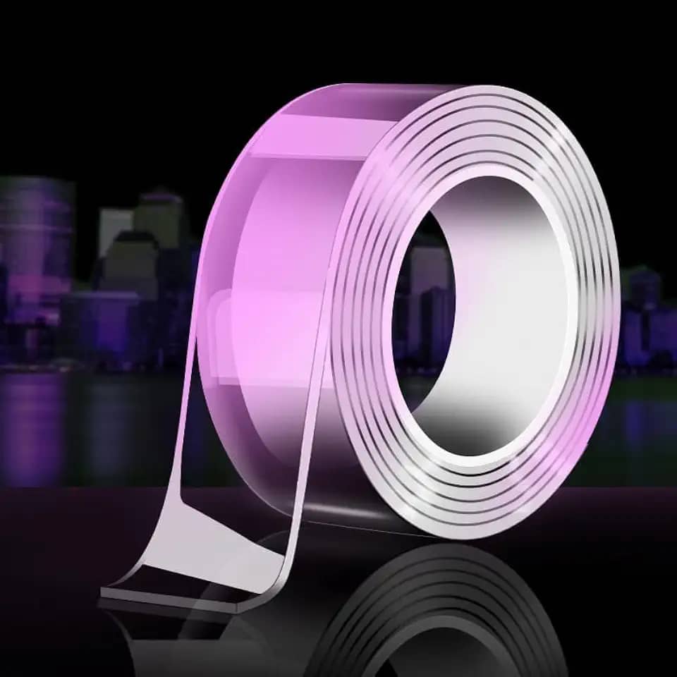 Fita adesiva dupla face de 2 cm de alta viscosidade, forte e sem marcação, adesivo espessante de parede, lavável, secador, reutilizável