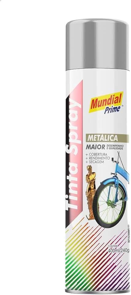 Tinta Spray Metalica 400ml, MUNDIAL PRIME, Prata, AE01000093