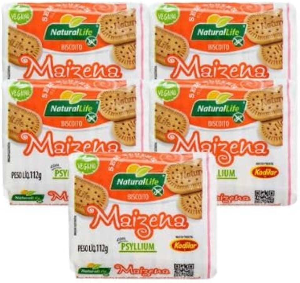 KIT 5 Unidades de Biscoito de Maizena Vegano Sem Glúten 112g - Natural Life