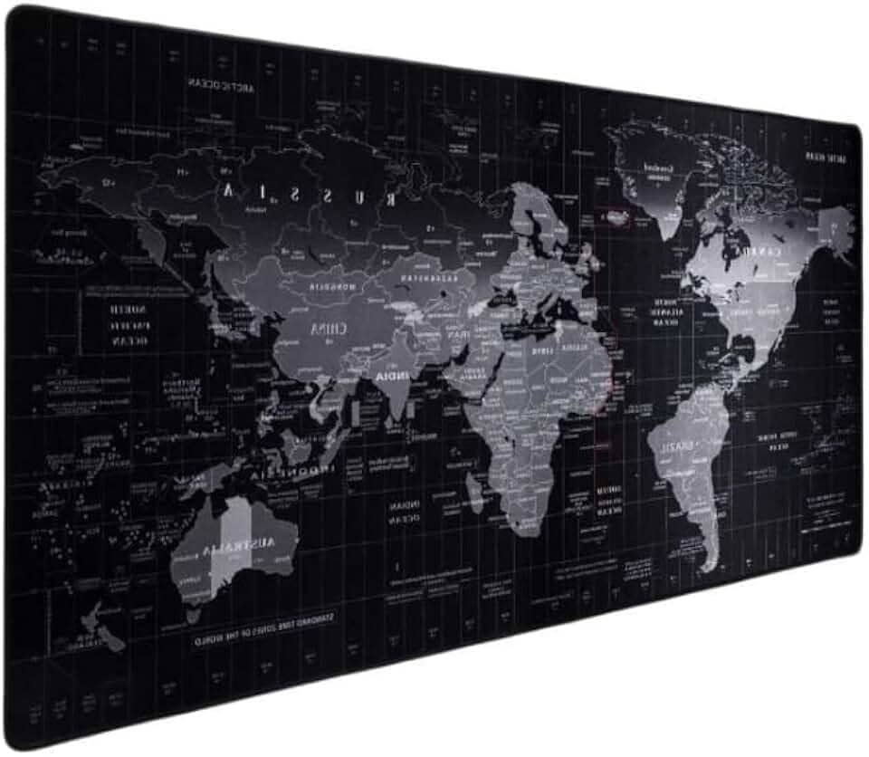 Mouse Pad Gamer, Mapa Múndi, Tamanho Grande 70x35 cm - Base Antiderrapante, Superfície Resistente à Água, Alta Precisão, Borda Costurada, Ideal para Escritório, Gamer ou Home Office.