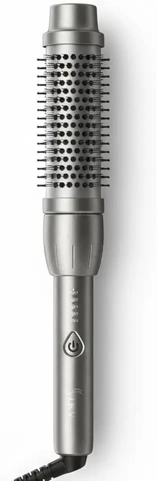 IKV Escova térmica para aparência de explosão, escova de ondulação de 3 cm para alisamento de cabelo, escova redonda aquecida com tensão dupla, alisador e modelador de cabelo 2 em 1, ferramenta de