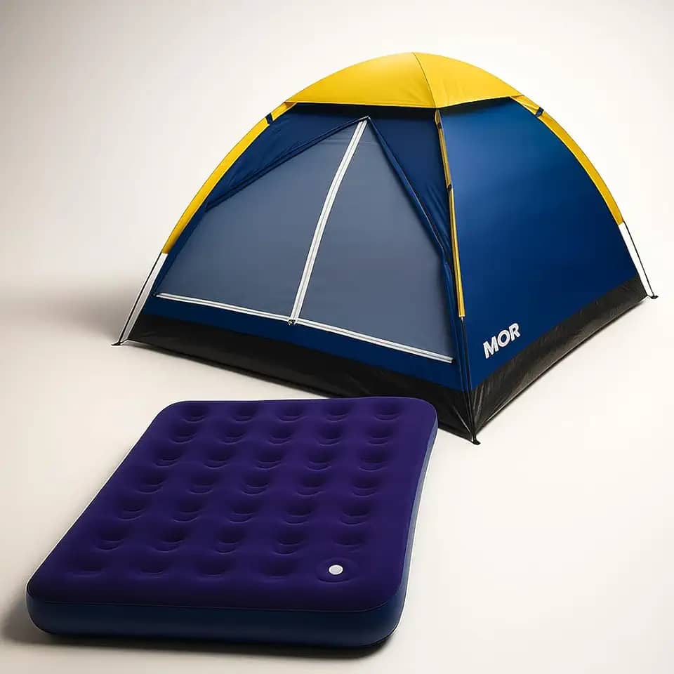 Kit Barraca de Camping Mor 4 pessoas + Colchão de Casal inflável Com bomba