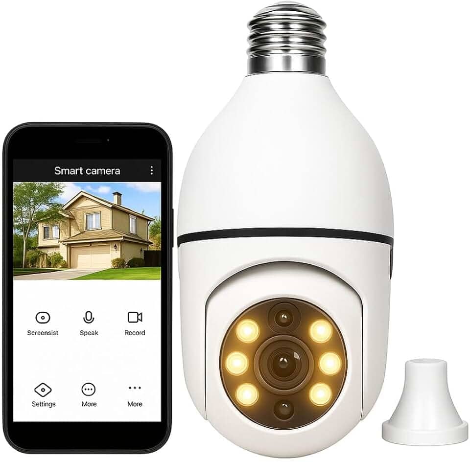 Câmera IP Lâmpada Wi-Fi Full HD 1080p com Visão Noturna, Detecção de Movimento Giratório, Áudio Bidirecional e Controle pelo App Yoosee – Bivolt, Ideal para Segurança Residencial