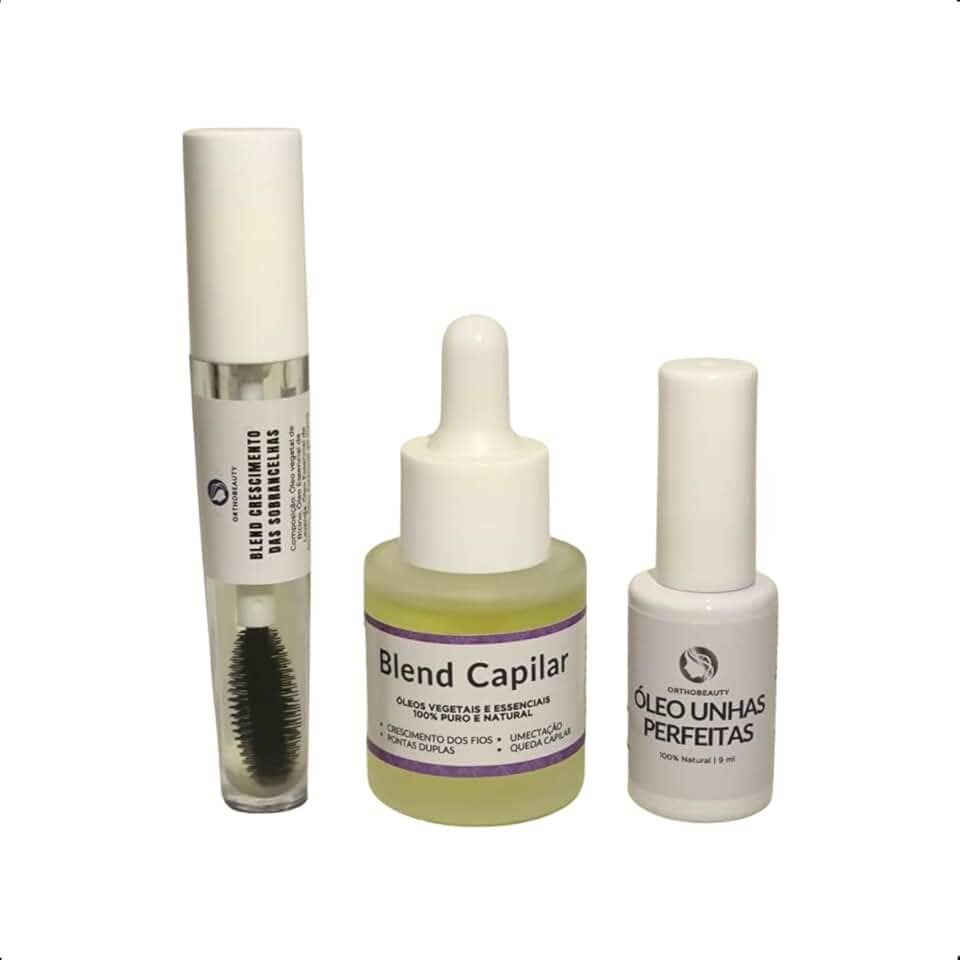 Kit Serum Crescimento Sobrancelhas, Cilios, Cabelo e Fortalecedor de Unha 100% Natural