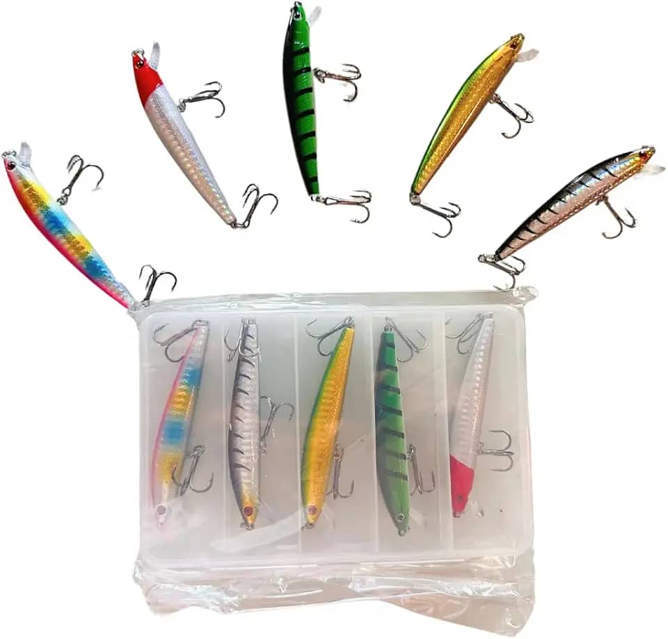 kit 5 Isca Artificial Meia Agua Tucunaré Traíra Com Anzol, Isca Rígida, 10Cm, Colorida Marca Yourtech