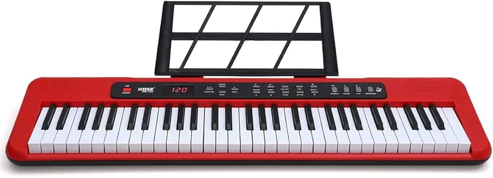 Teclado Musical Eletrônico Kobe KB-150 RD Vermelho 5/8 61 Teclas Com Fonte Bivolt