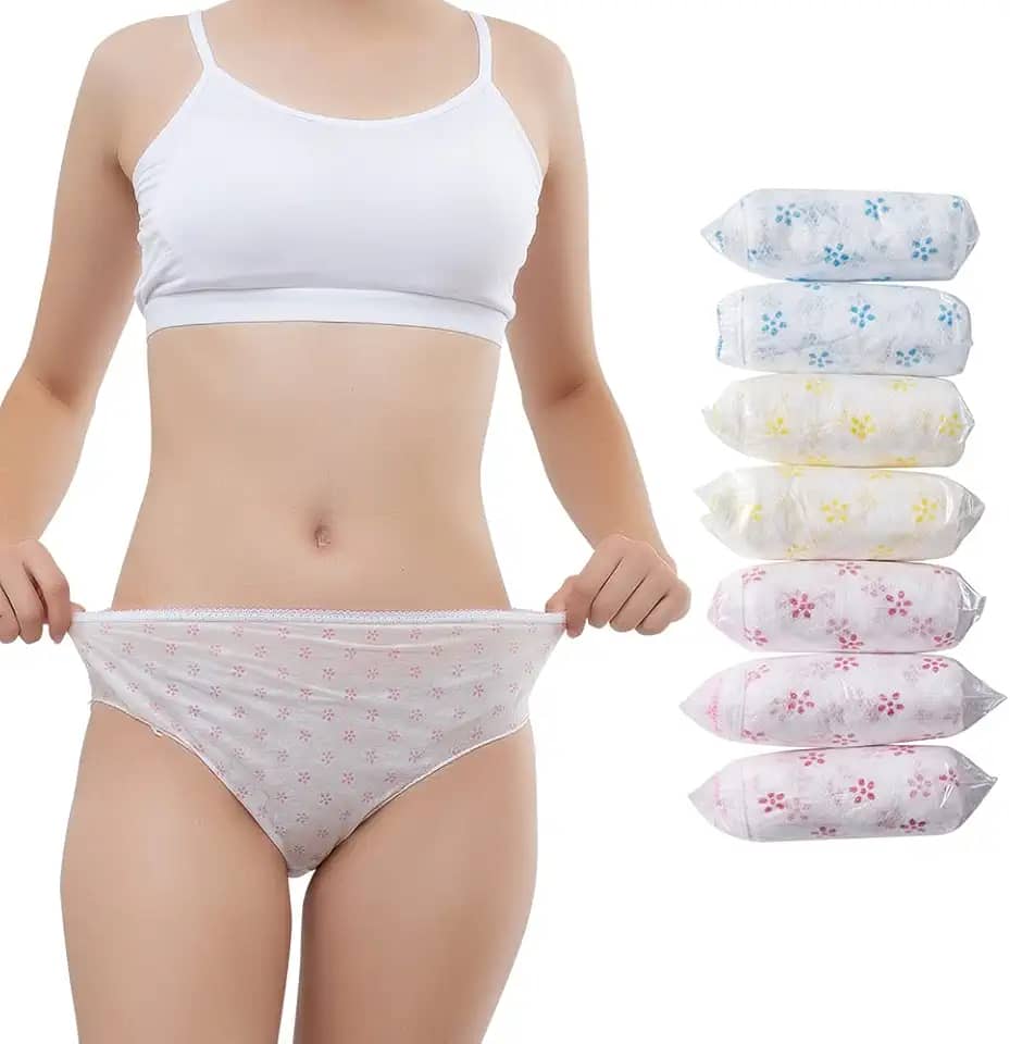 Feminino Roupa Íntima Descartável Feminina, Cuecas De Papel Impressas, Calcinhas Para Viagens, Hotéis, Spas, Internações Hospitalares E Emergências (Pacotes Com 7 Unidades - 2Xl)