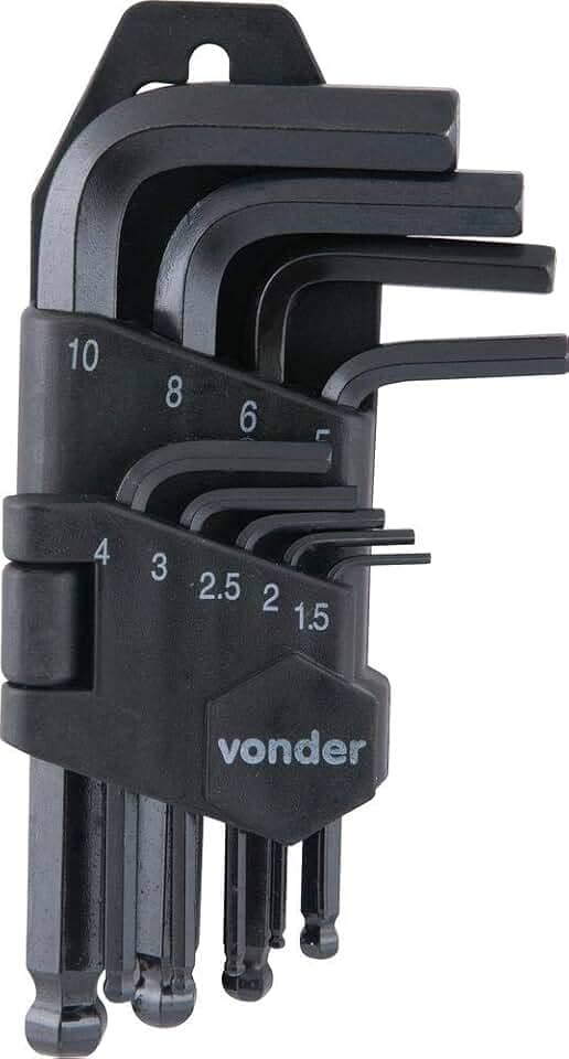 Vonder, Jogo De Chaves Hexagonais (Allen), Abauladas, 1,5 Mm A 10 Mm, Com 9 Peças.