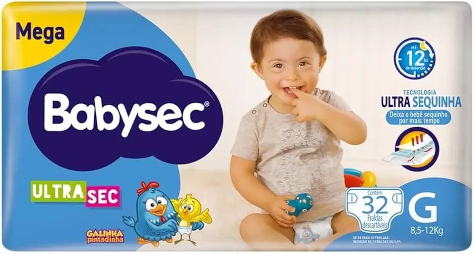 Babysec Ultrasec Galinha Pintadinha - Fralda, Tamanho G, 32 Unidades