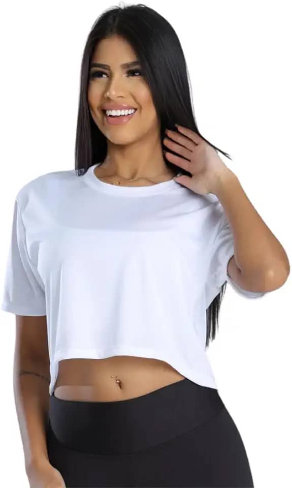 Camiseta Cropped Feminina Básica Lisa Para Qualquer Ocasião Moda Fitness e Casual