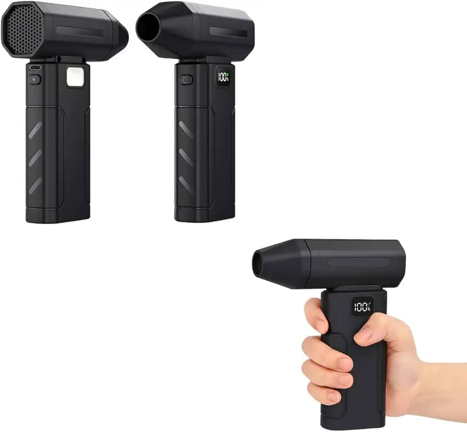 Soprador Portátil Turbo Recarregável 100.000 RPM com LED e 5 Velocidades – Mini Soprador de Ar Tipo-C para Limpeza de Eletrônicos, Teclados e Churrasqueira – Bateria 6000mAh