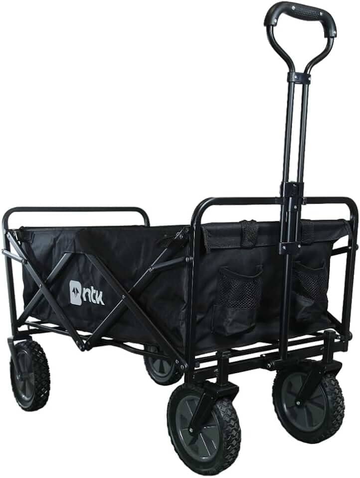 NTK, Carrinho Wagon para Transporte de Utensílios no Geral, Camping, Jardinagem, Ferramentas e Lazer Suporte para até 80kgs de Carga, Preto