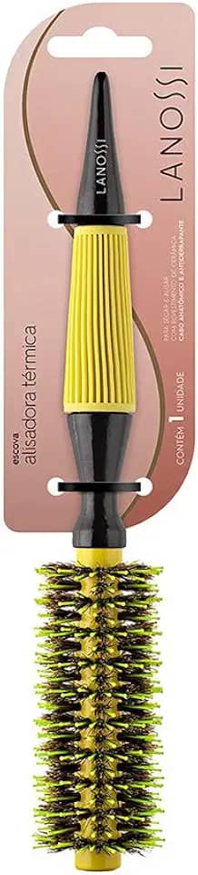 Escova Alisadora Térmica de 15mm, Modelo Ceramic Yellow, Cor Amarelo, Lanossi.