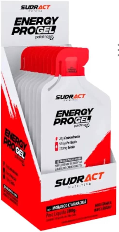 Gel Carboidrato Energy Pro Gel Sudract Morango com Maracujá Cx 10 Un