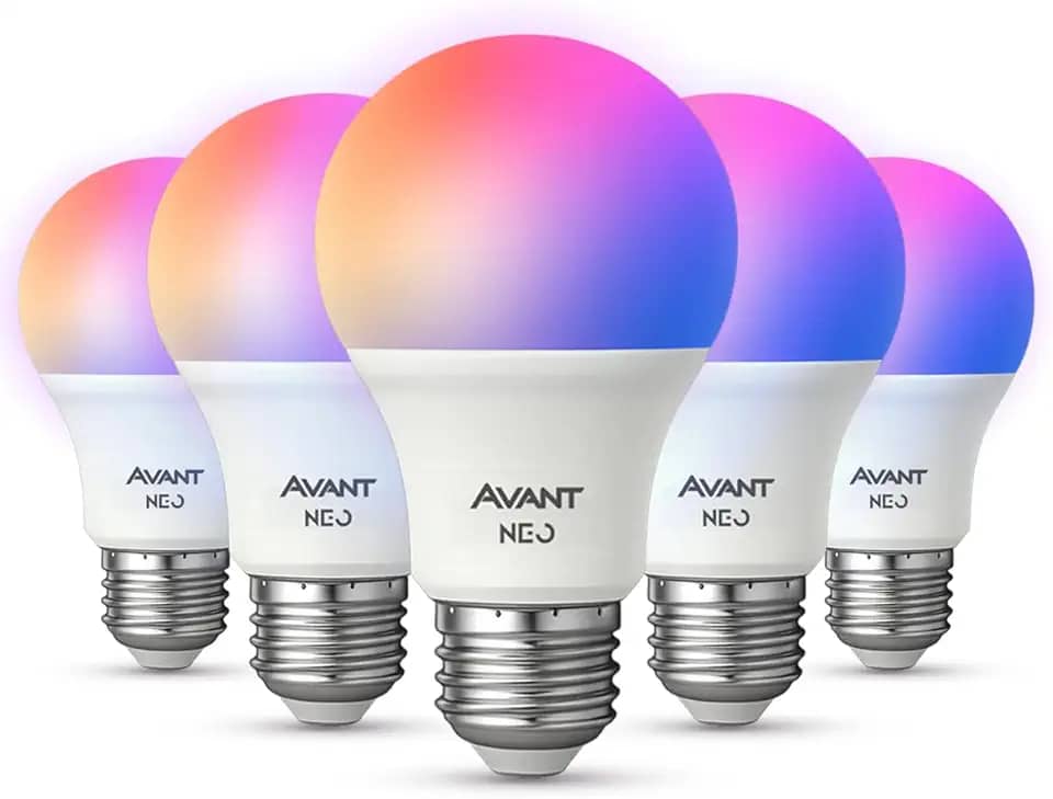 Kit 5 Lâmpadas AVANT NEO Smart LED 10W E27 Dimerizável RGB Compatível com Alexa e Google Home Controle voz Wifi Casa Inteligente Tuya