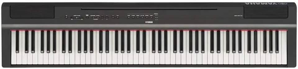 YAMAHA Piano digital de ação ponderada com 88 teclas P125 com fonte de alimentação e pedal de sustentação, preto