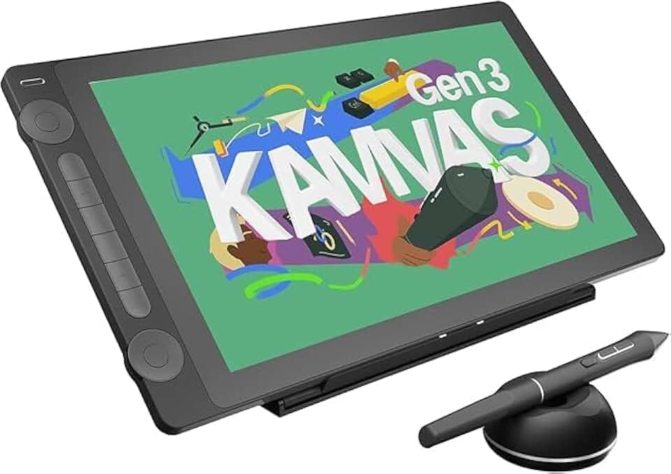 Mesa digitalizadora HUION KAMVAS 16 (Gen 3) Tablet de Desenho com Tela, Suporte Ajustável, 2.5K QHD,Mac, PC, Android-15,8 polegadas