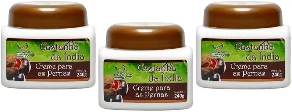 Creme para Pernas Castanha da Índia, Tratamento para Varizes e Má Circulação, Kit com 3 Unidades, 240g Cada