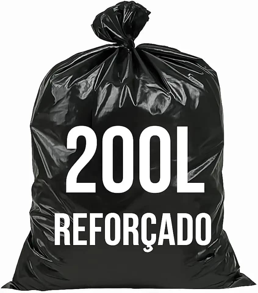25un. Saco de Lixo 200 Litros Preto Reforçado Tamanho 90X100 Residencial e Comercial