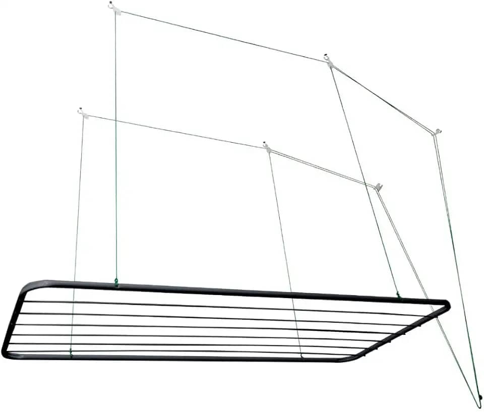 Varal De Teto 100% Aço 100cm ou 120cm C/Kit De Instalação Parafusos Fixação Secagem Roupas 13kg(Preto 100cm)