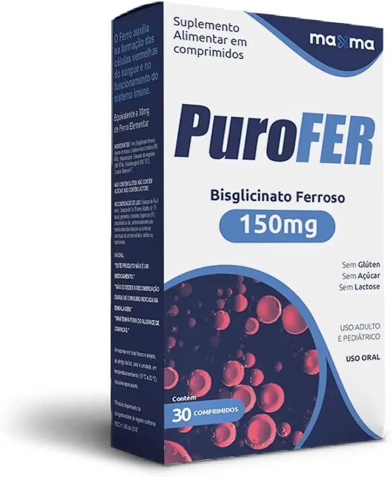 Suplemento Purofer 150mg, 30 Cpd Bisglicinato Ferroso = Neutrofer Ferro