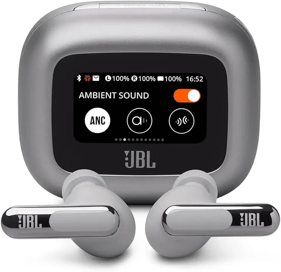 JBL, Fone de Ouvido Bluetooth, Live Beam 3, In-ear, Tela de 1.45', Cancelamento de Ruído - Prata