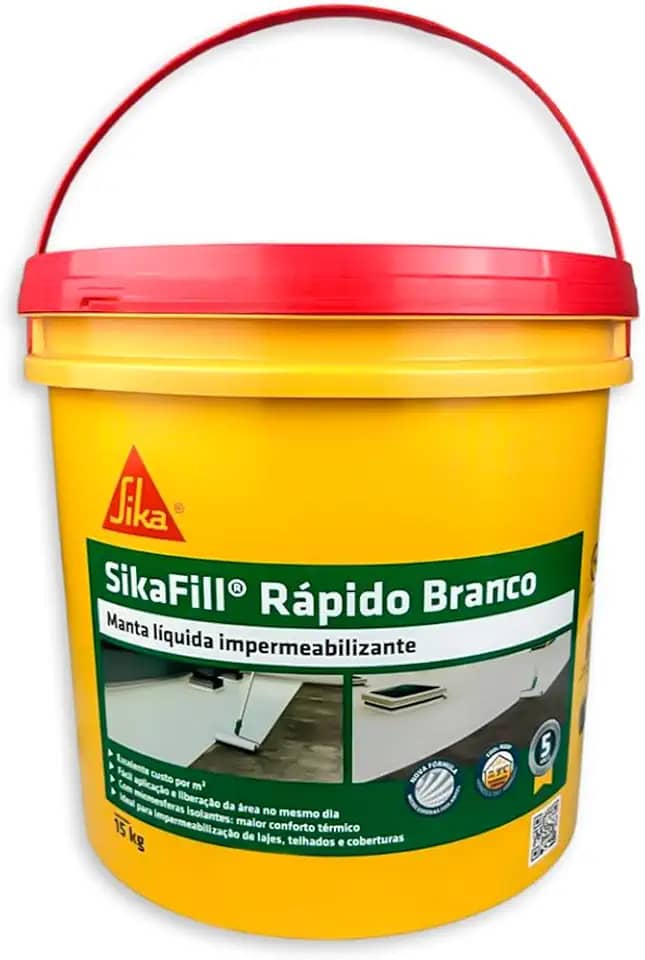 Sika Impermeabilizante Manta Liquida 15L Sikafill Aplicação Rápida Branco/Cinza Para Laje Tijolos Telhados Concreto Calhas - Original