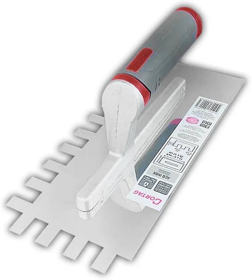 Desempenadeira Aço Inox e Polímero Dentada Cortag 28CM Cabo em Dupla Injeção Para Pisos e Azulejos Profissional - 62013
