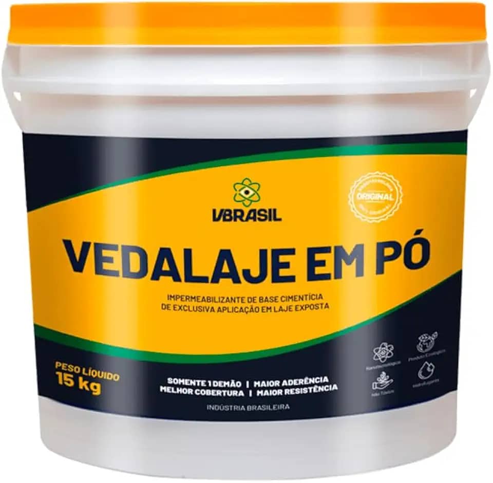 Vedalaje Original Em Pó Balde 15kg Impermeabilizante Para Uso Massa Cimento Áreas Externas Previne Infiltrações