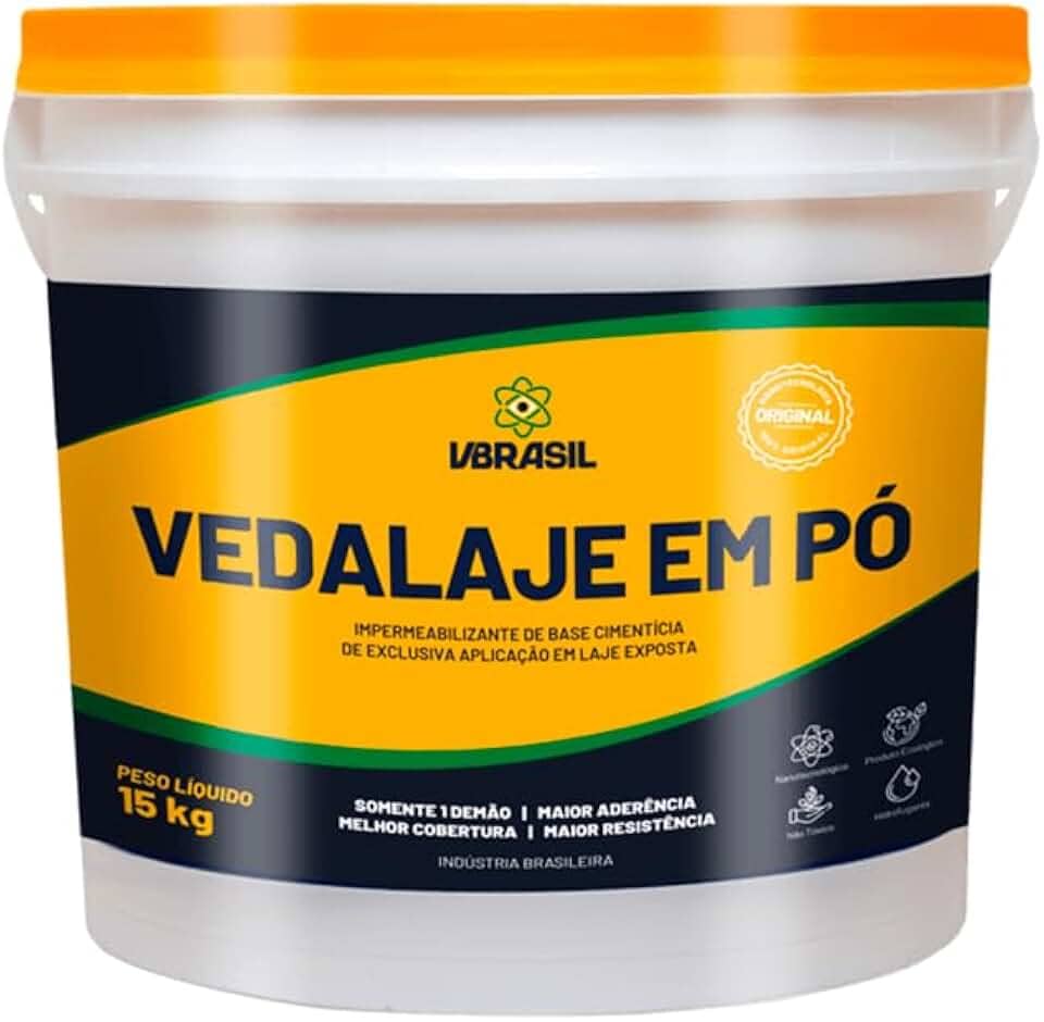 Impermeabilizante Em Pó Para Lajes 15Kg – Alta Resistência À Água E Sol, Protege Contra Infiltrações, Evita Vazamentos, Fácil Aplicação E Longa Durabilidade