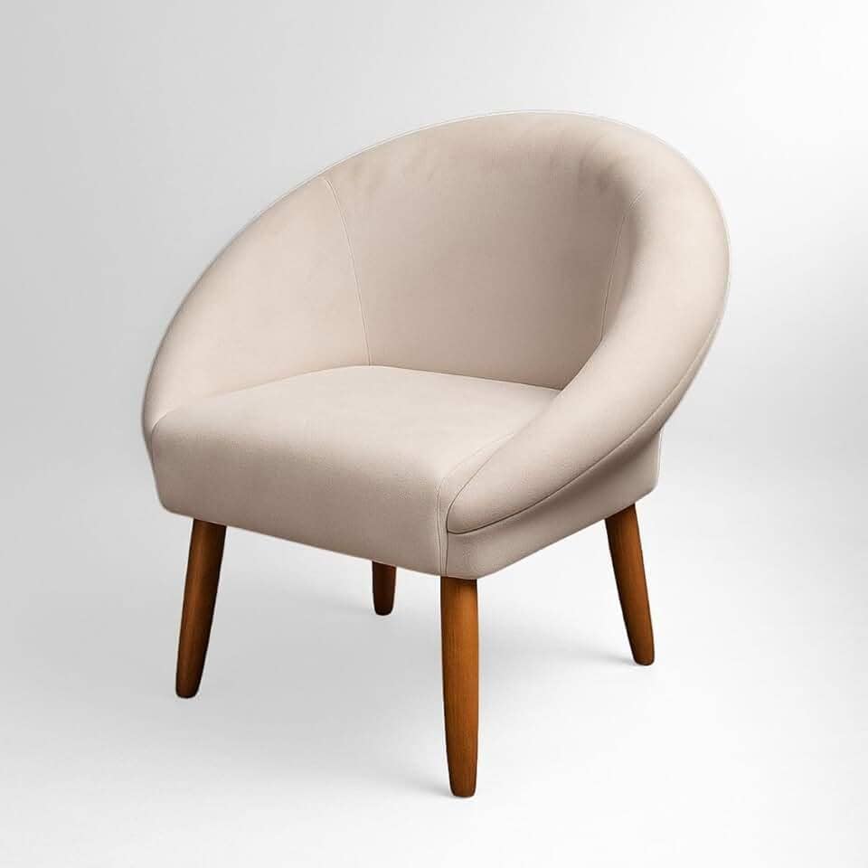 Poltrona Confortável para Sala de Estar Moderna Resistente Tecido Veludo MOBLAN decor (Bege)