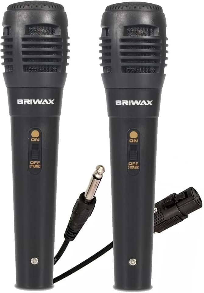 Kit 2 Microfone Dinâmico Profissional Com Fio 5 Metros Cabo P10 para Karaokê Caixa de Som e Instrumentos Musicais