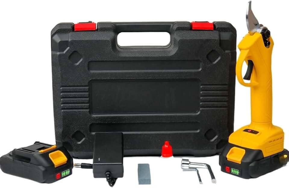 Tesoura de Poda Elétrica PROFISSIONAL 2 Baterias Recarregáveis Corte 25mm Espessura Kit Completo Incluso