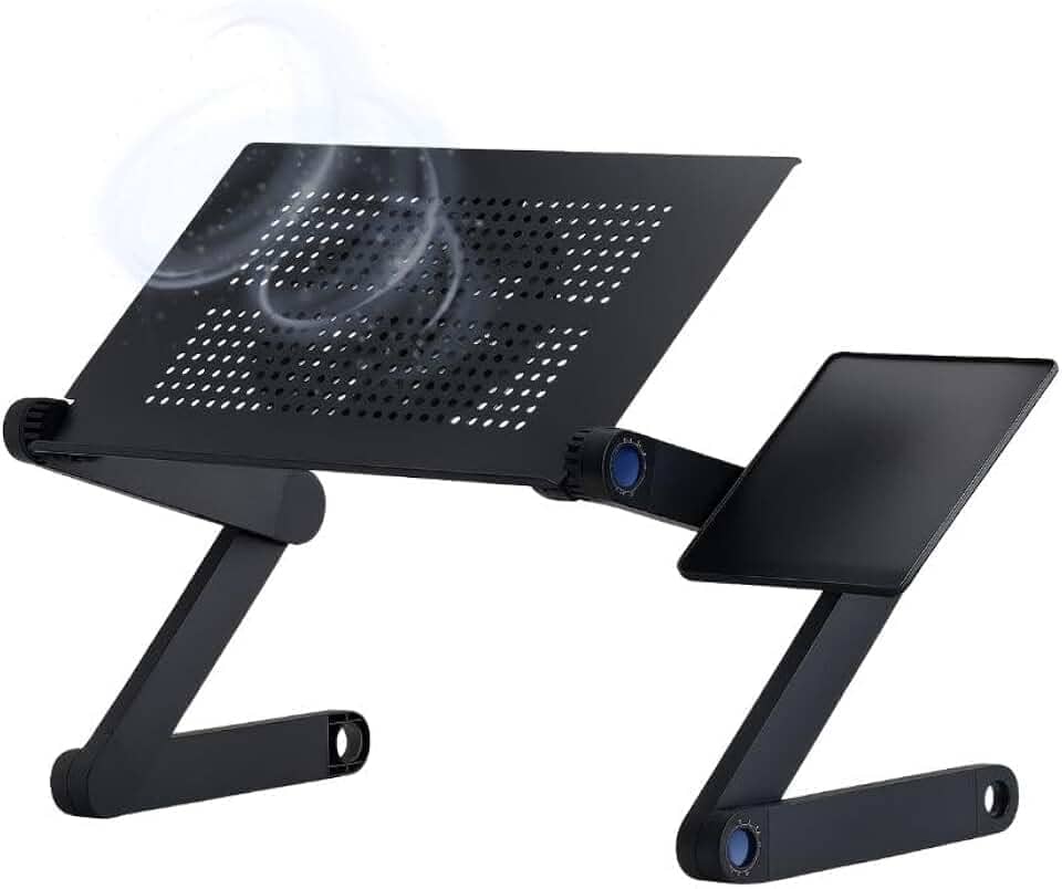 Suporte Ergonômico para Notebook e Laptop com Refrigeração – Mesa Portátil de Alumínio Ajustável para Cama, Sofá e Mesa – Dobrável, Leve e Durável Modelo Premium