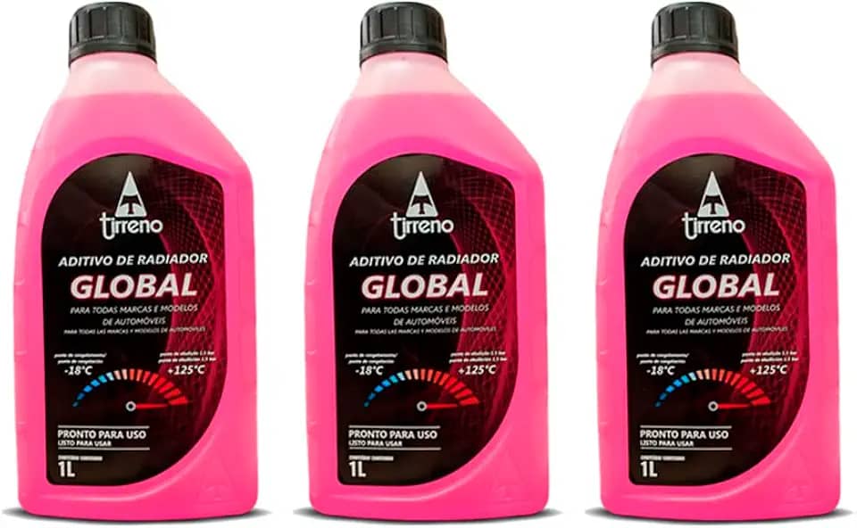 Kit 3 Litros Aditivo Radiador Global Rosa Pronto Para Uso Original Tirreno