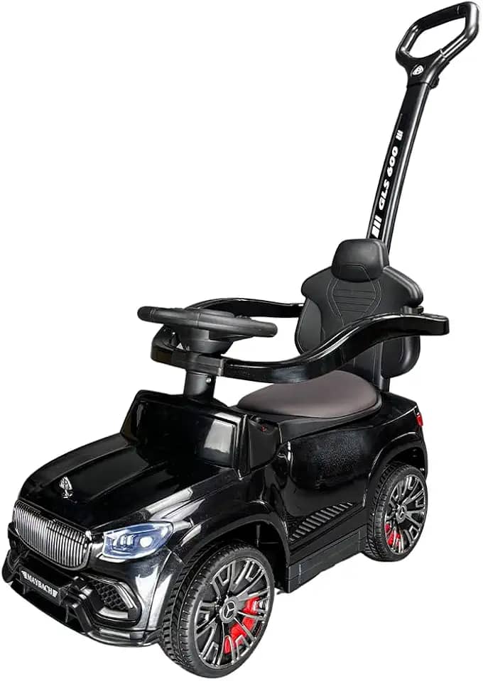 Carrinho Elétrico Infantil Conversível Preto Luz Som Com Empurrador Menino