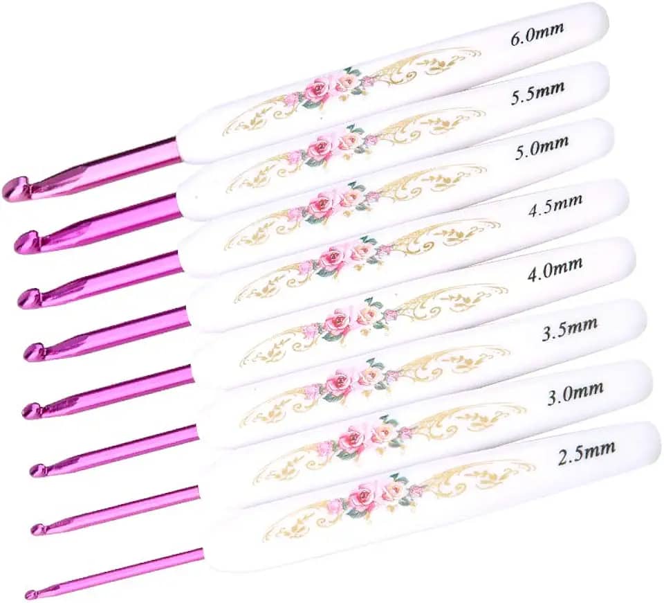 RiToEasysports Conjunto de Gancho de crochê de Alumínio Agulhas Suaves Alça Macia Ergonômica para Artesanato Com Fio de tricô Com Saco de Armazenamento (Cabo branco grosso)