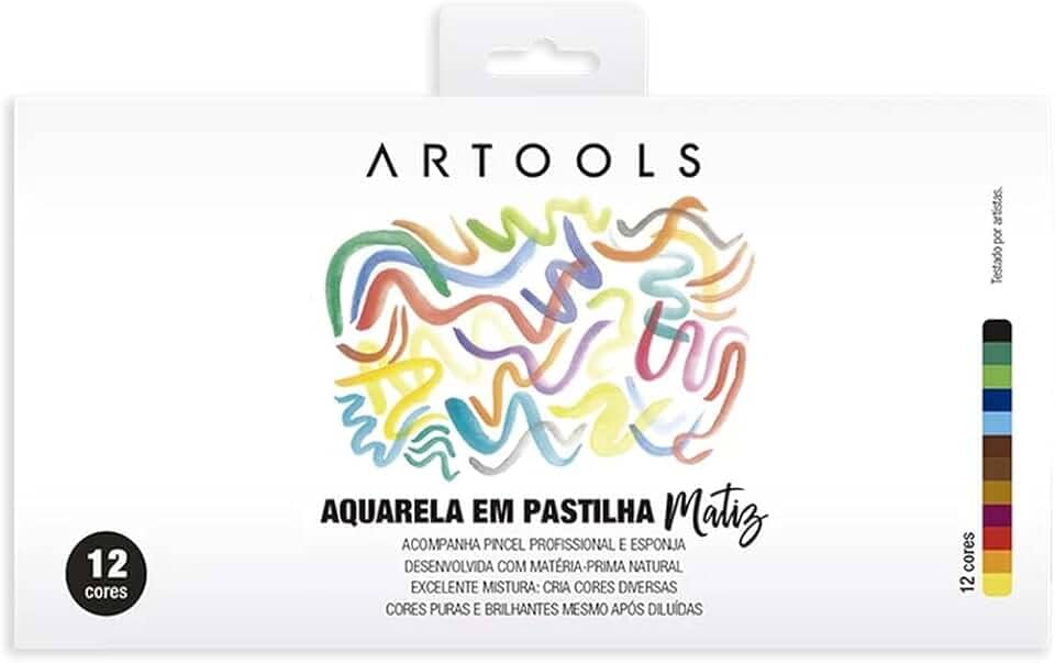 Aquarela em Pastilha Matiz ARTOOLS Estojo 12 Cores
