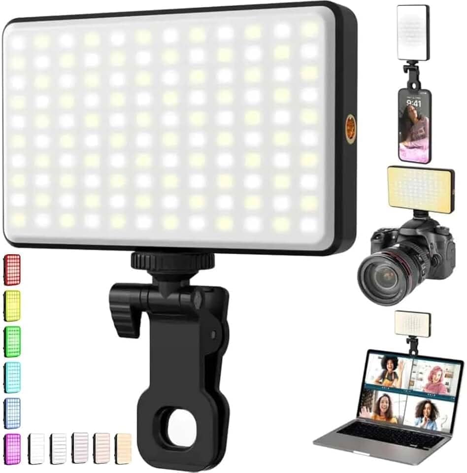 Luz de Preenchimento Iluminação Selfie LED RGB com Clipe Ajustável para Celular e Notebook Fotografia e Vídeos TikTok Ring Light Profissional Fotografia Flash Iluminação Preenchimento de Vídeo e Foto