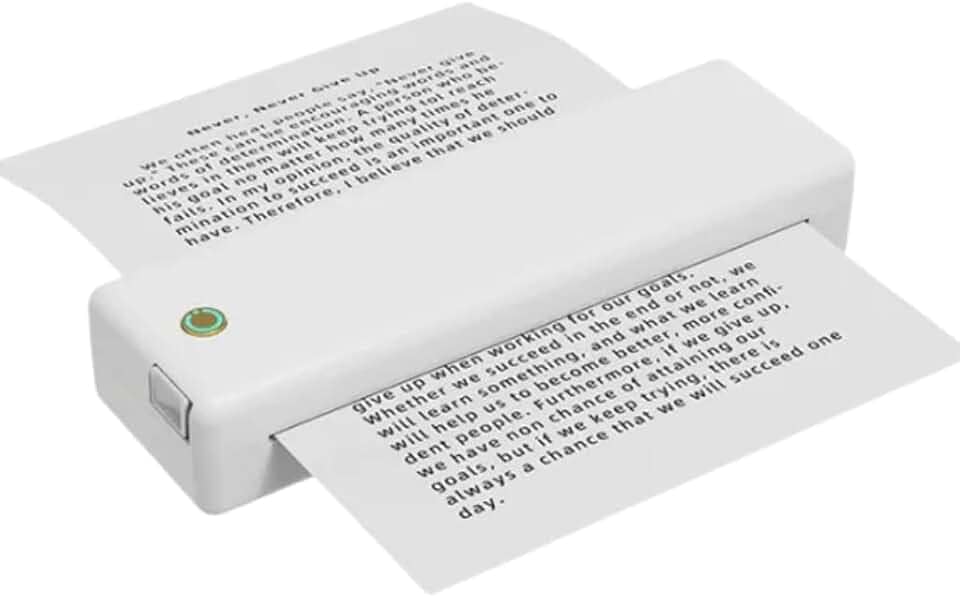 Mini Impressora A4 Térmica Portátil Bluetooth Aplicativo iPrint Compatível Android e iOS Cor (BRANCO)