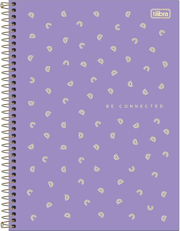 Tilibra - Caderno Espiral Capa Dura Universitário 1 Matéria Neon Connect Feminino 80 Folhas - Capa Roxa - Be Connected
