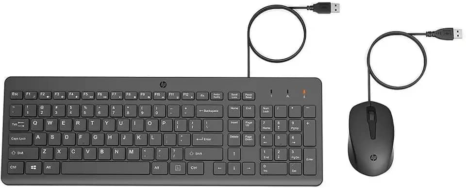 Combo de Teclado e Mouse USB HP 150 - Plug and Play, com Digitação Silenciosa, Confortável e Precisa, Mouse com DPI de 1600, Layout ABNT2, Preto (240J7AA)