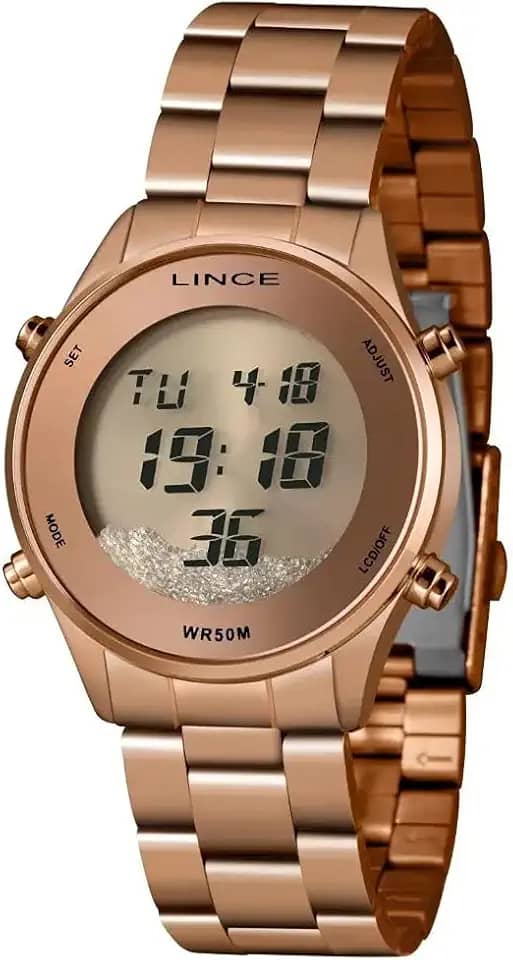 RELÓGIO DIGITAL ROSE GOLD FEMININO LINCE ORIGINAL LUXO