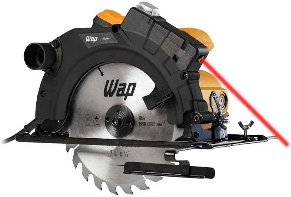 WAP Serra de Circular 7.1/4" ESC 1500 com Guia a Laser e Base de Ajuste até 45°, Empunhadura Emborrachada, 1500W 127V