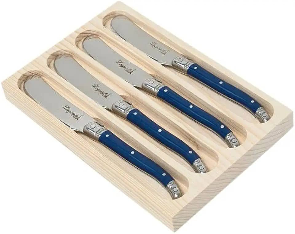 LAGUIOLE LA TOUR Conjunto de Facas para Manteiga em Bandeja de Madeira, Azul, 4 unidades