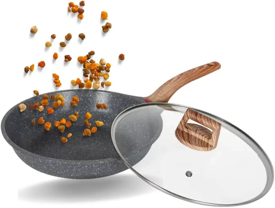 Frigideira com Tampa Antiaderente Cerâmico Frita Sem Óleo 28cm Não Gruda Fogão Indução/Gás