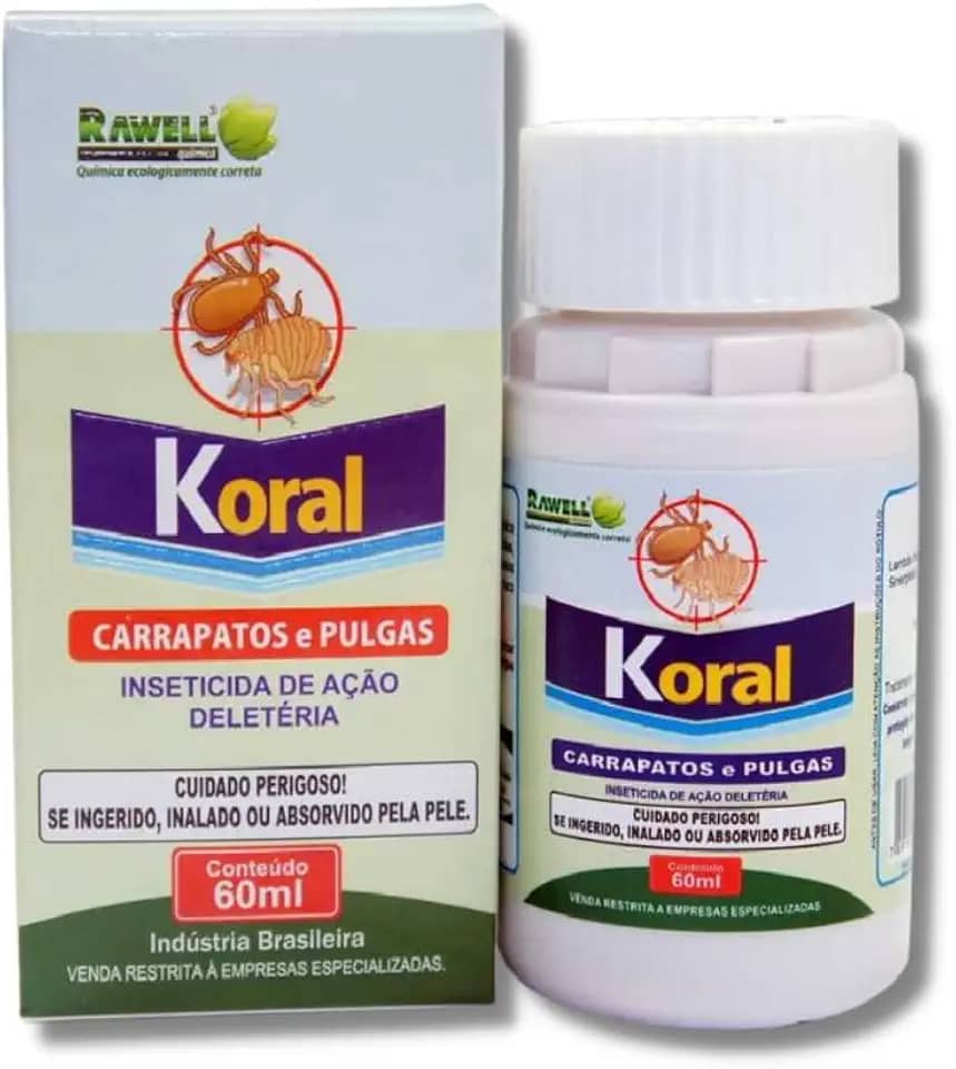 Remedio para Carrapato e Pulga Koral 60ml Sem Cheiro e Cor
