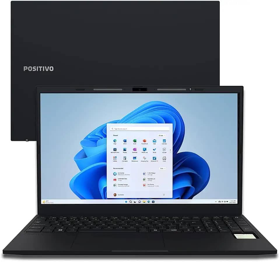 Notebook Positivo Vision R15M AMD® Ryzen 5-5625U Windows 11 Home 16GB 512GB SSD Wi-Fi 6 15” Full HD IPS Minitela - Preto