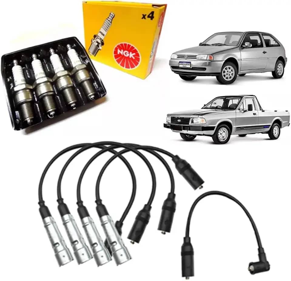 Kit Jogo de Velas NGK e Cabos de Velas ILM Gol Parati Voyage AP 1.6 1.8 88 89 90 91 92 93 94 95