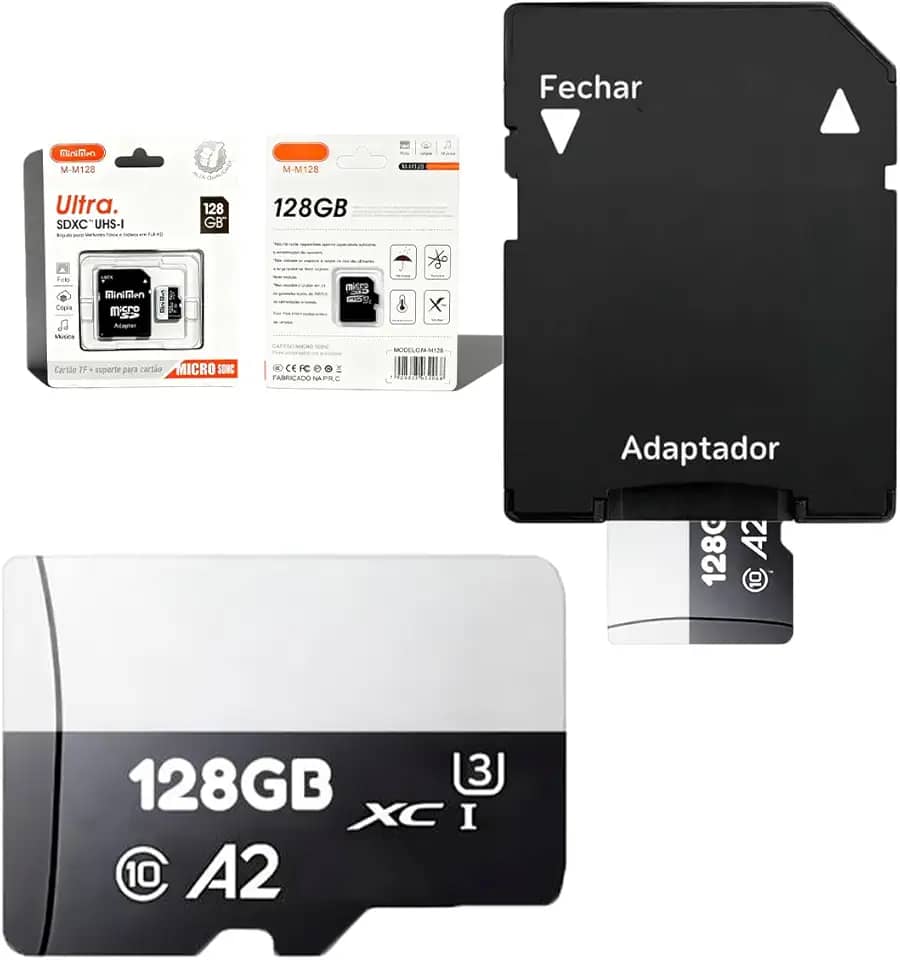 Cartão De Memória 128GB Original Com Adaptador Micro Full Hd - Velocidade 140MB/s ® (128, GB)